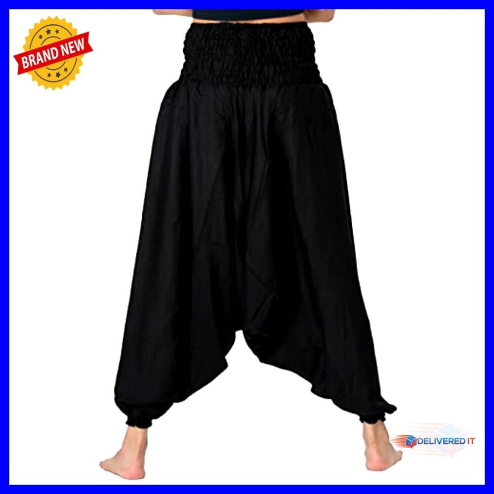 Harem Pants Jumpsuit Bohemian Yoga Pants Elastic Waistband One Size - Picture 4 of 7